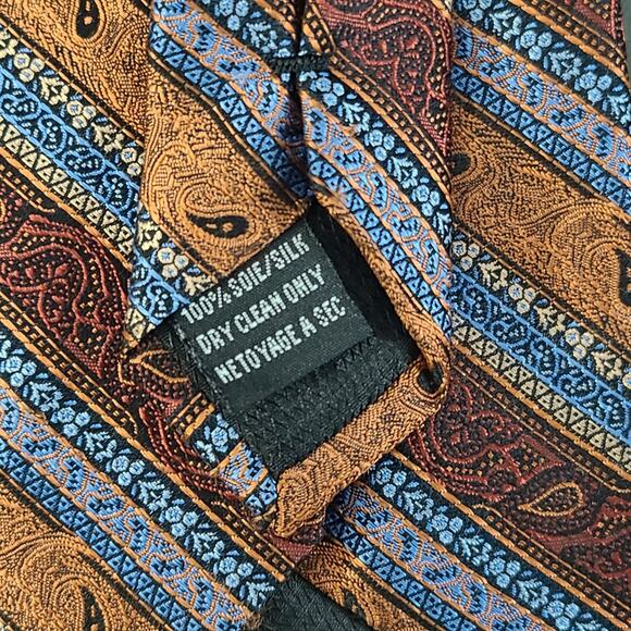 ENRO Men's 100% Silk Necktie Copper Metallic Lot of 2 - Picture 4 of 7